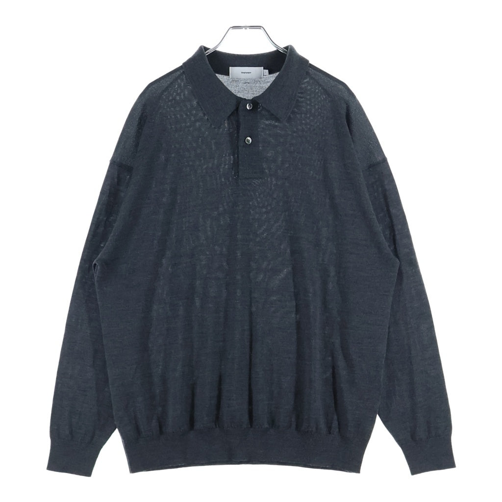 Graphpaper(グラフペーパー) 22AW レーヨン ロングスリープ ポロシャツ グレー GM223-80121B