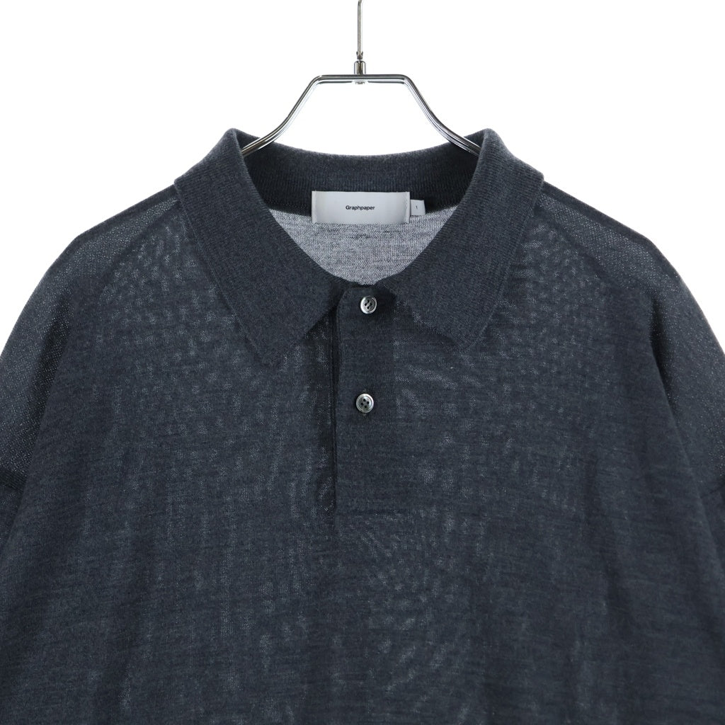 Graphpaper(グラフペーパー) 22AW レーヨン ロングスリープ ポロシャツ グレー GM223-80121B