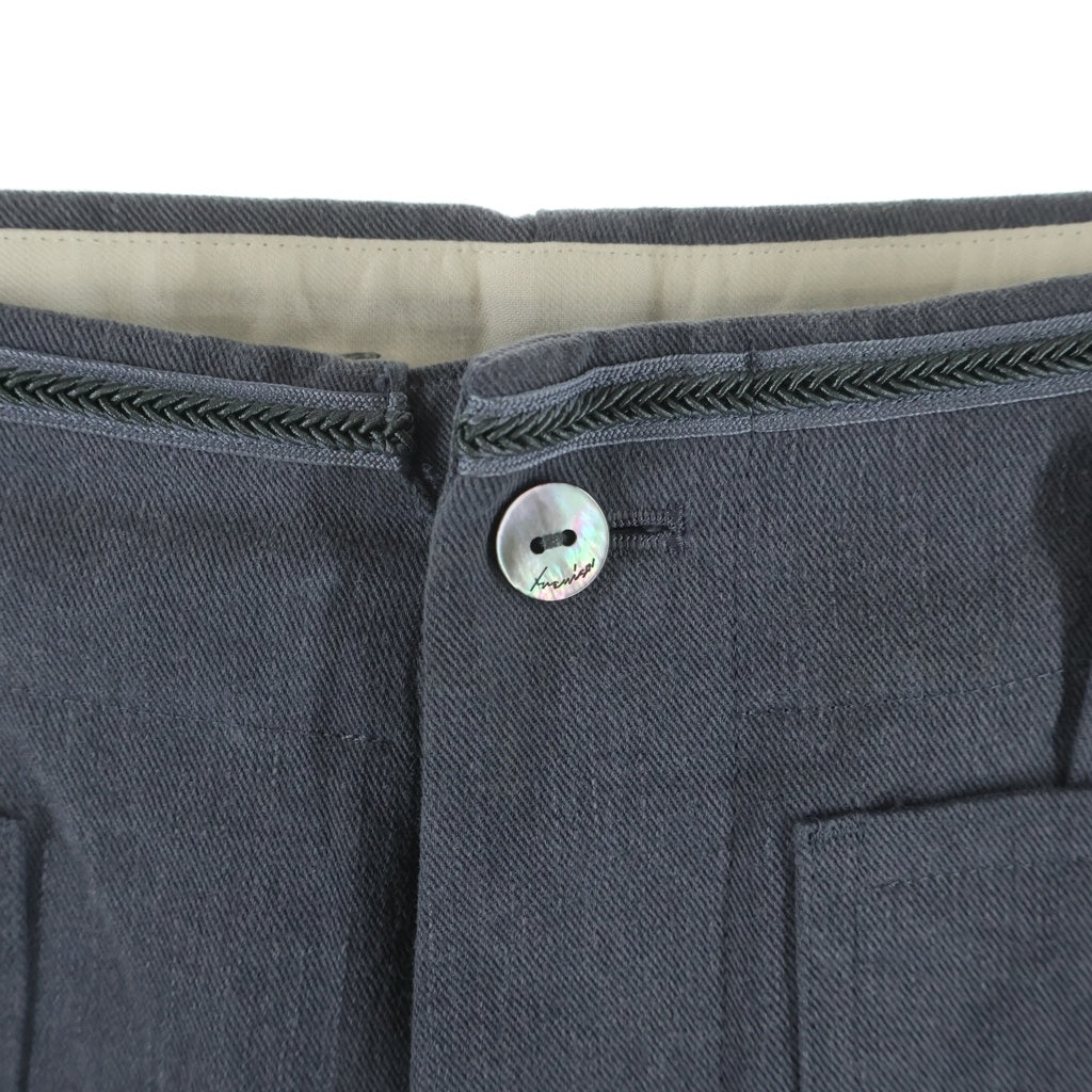 IRENISA(イレニサ) 22SS コットン ヘリンボーンデザイン ワイドパンツ グレー IH-22SS-P011-YW
