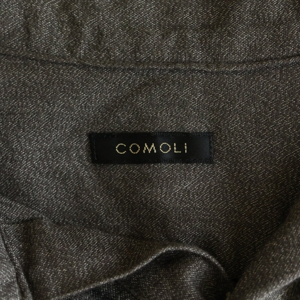 COMOLI(コモリ) 22SS ヨリ杢 プルオーバー コットン長袖シャツ グレー