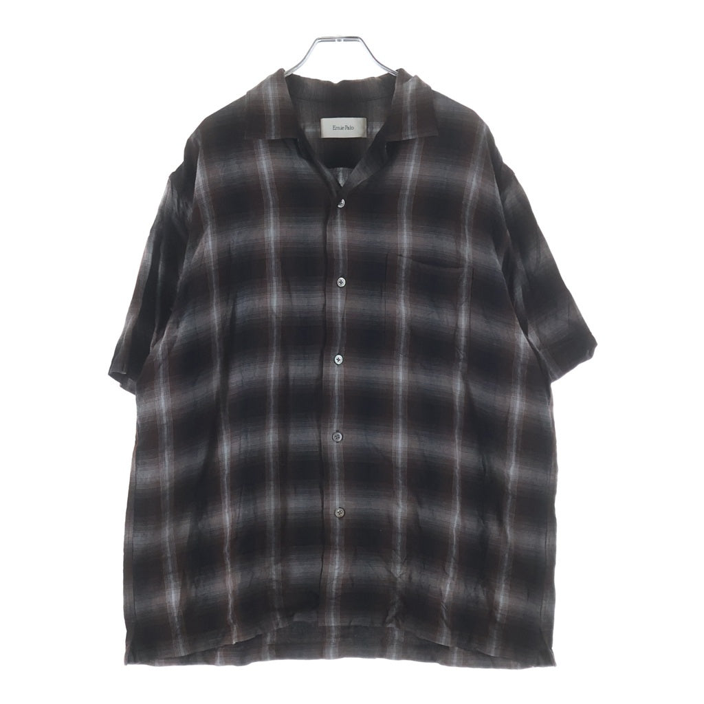Ernie Palo(アーニーパロ) RAYON CHECK S/S SHIRT レーヨン オンブレチェック ショートスリーブ オープンカラーシャツ ブラウン EP09SH06