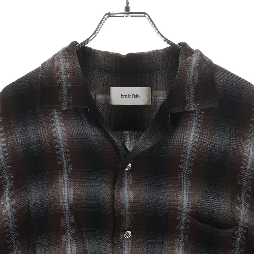 Ernie Palo(アーニーパロ) RAYON CHECK S/S SHIRT レーヨン オンブレチェック ショートスリーブ オープンカラーシャツ ブラウン EP09SH06