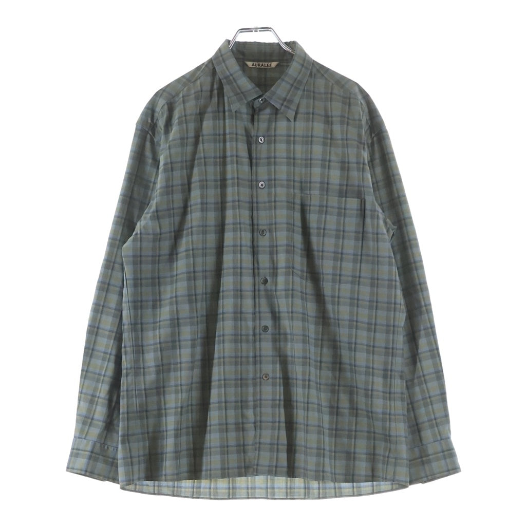 AURALEE(オーラリー) 19SS SUPER LIGHT WOOL CHECK SHIRTS スーパー ライト ウール 長袖チェックシャツ グレー A9SS01LC