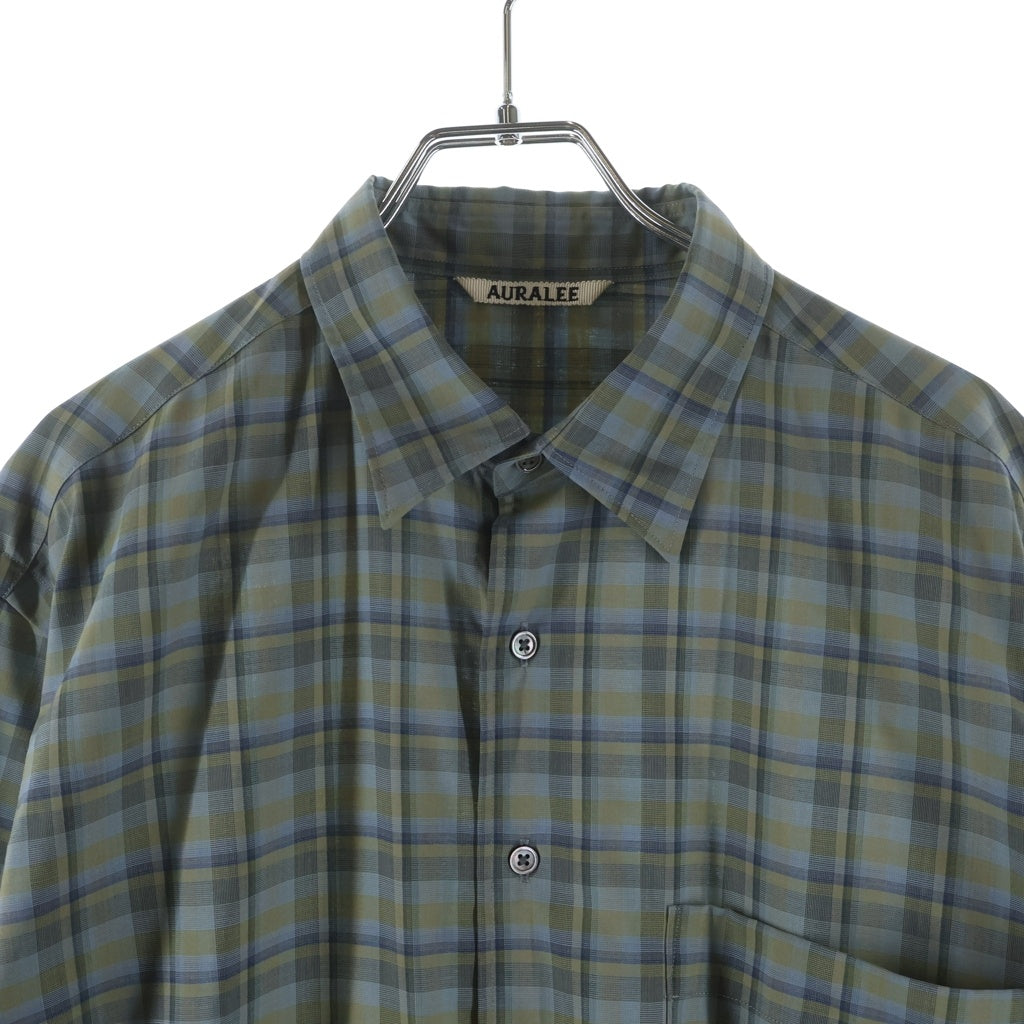 AURALEE(オーラリー) 19SS SUPER LIGHT WOOL CHECK SHIRTS スーパー ライト ウール 長袖チェックシャツ グレー A9SS01LC