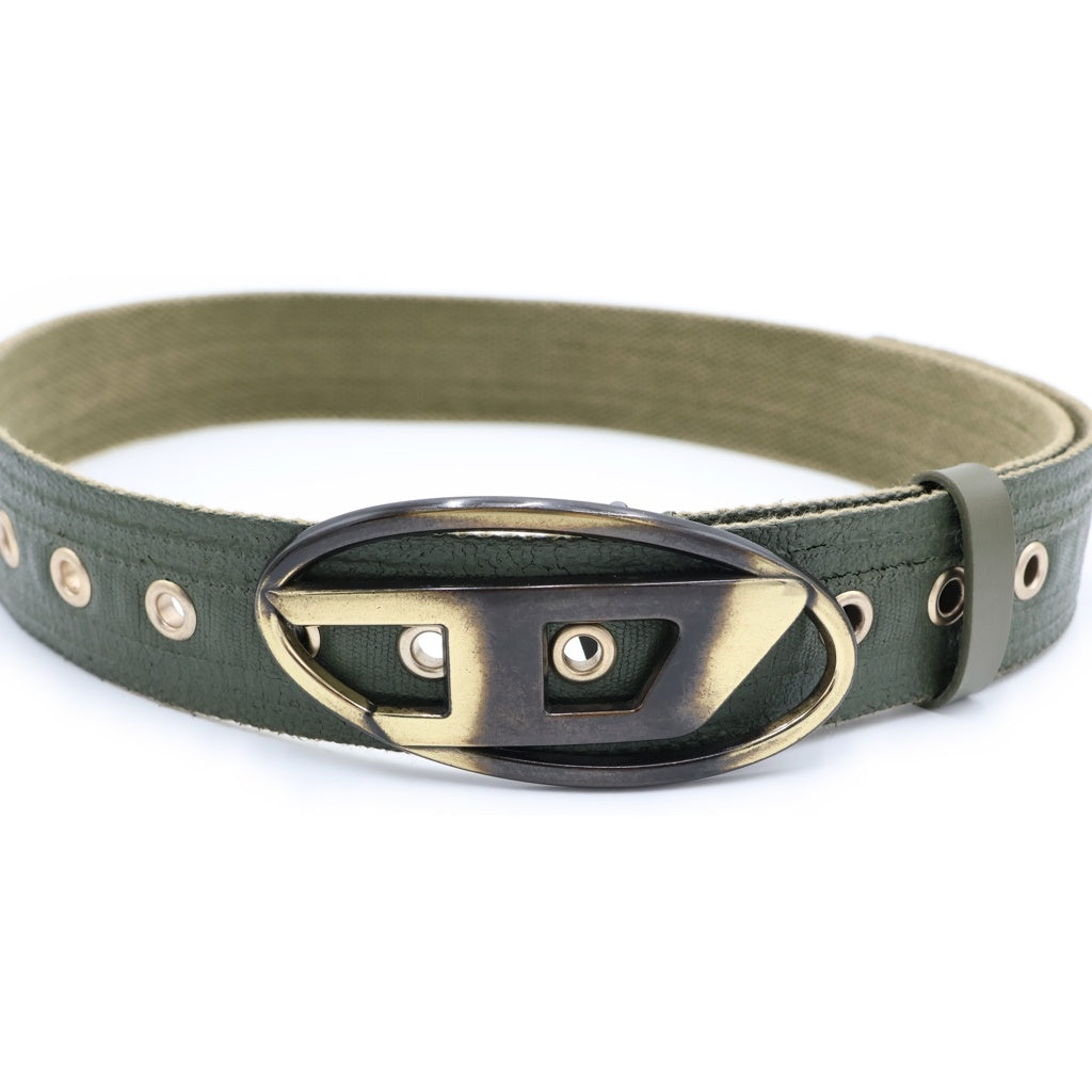 DIESEL(ディーゼル) B-1DR TAPE COTTON BELT テープコットン ロゴバックルベルト カーキ X10022P6708