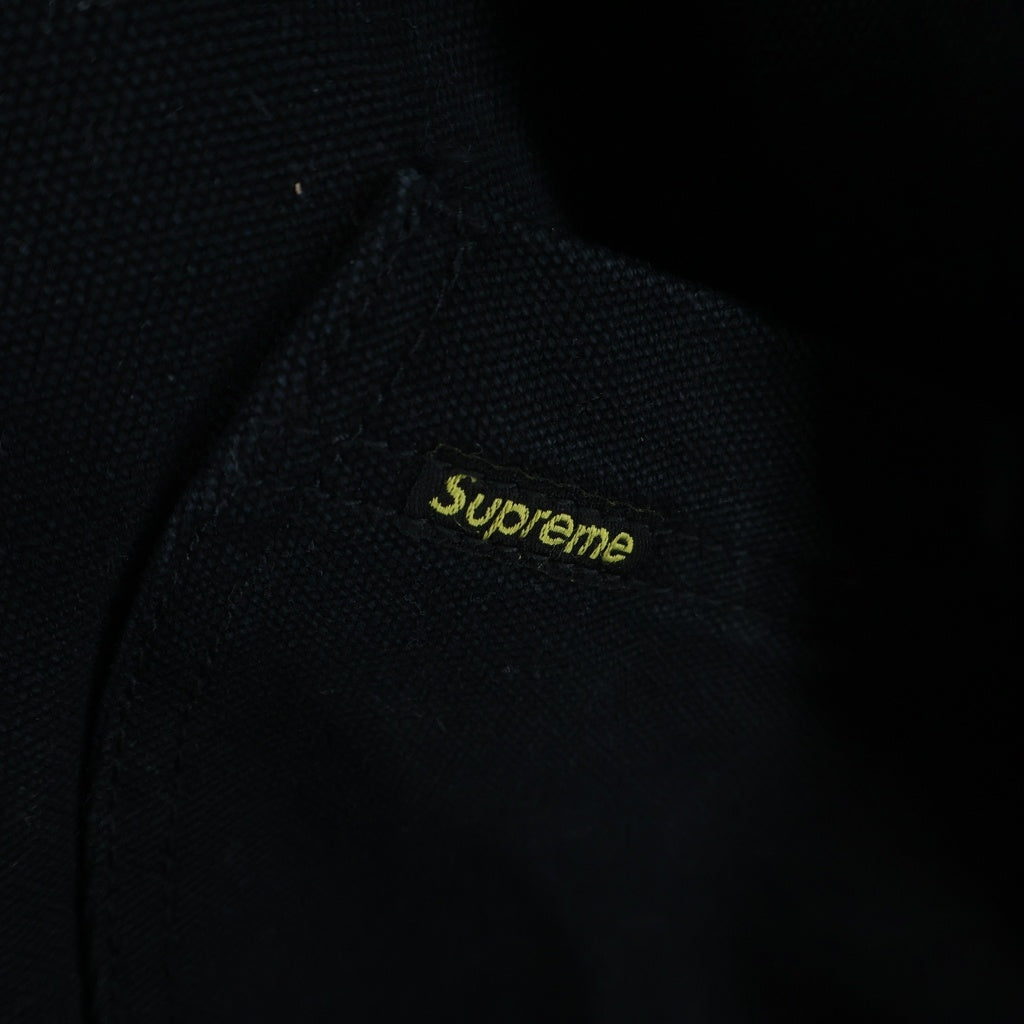 SUPREME(シュプリーム) 24AW Faux Shearling Lined Bomber Jacket ロゴ刺繍 裏地ボア フーデッドデニムジャケット ジップアップブルゾン ブラック