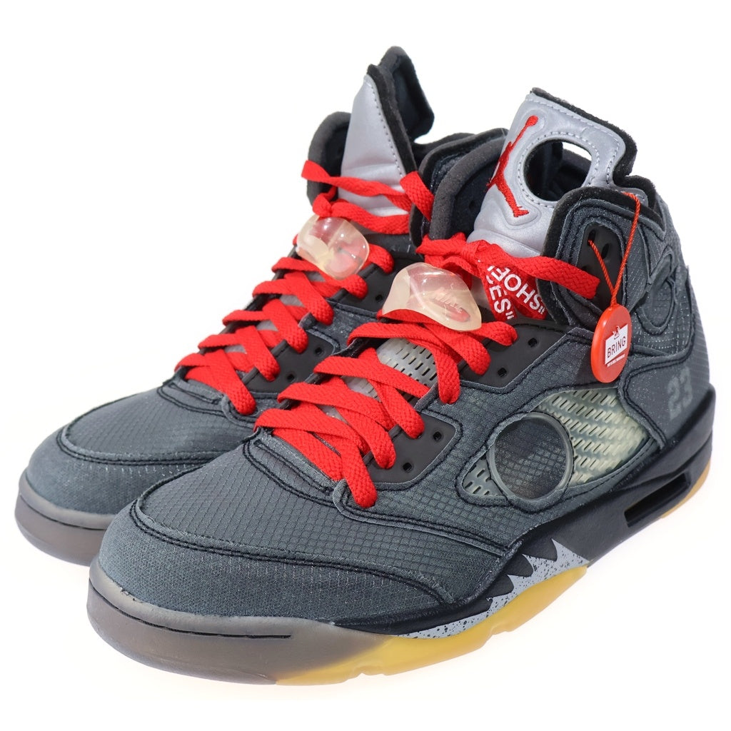 NIKE(ナイキ) ×OFF-WHITE AIR JORDAN 5 RETRO SP オフホワイト エアジョーダン5 レトロ ハイカットスニーカー グレー US7/27cm CT8480-001