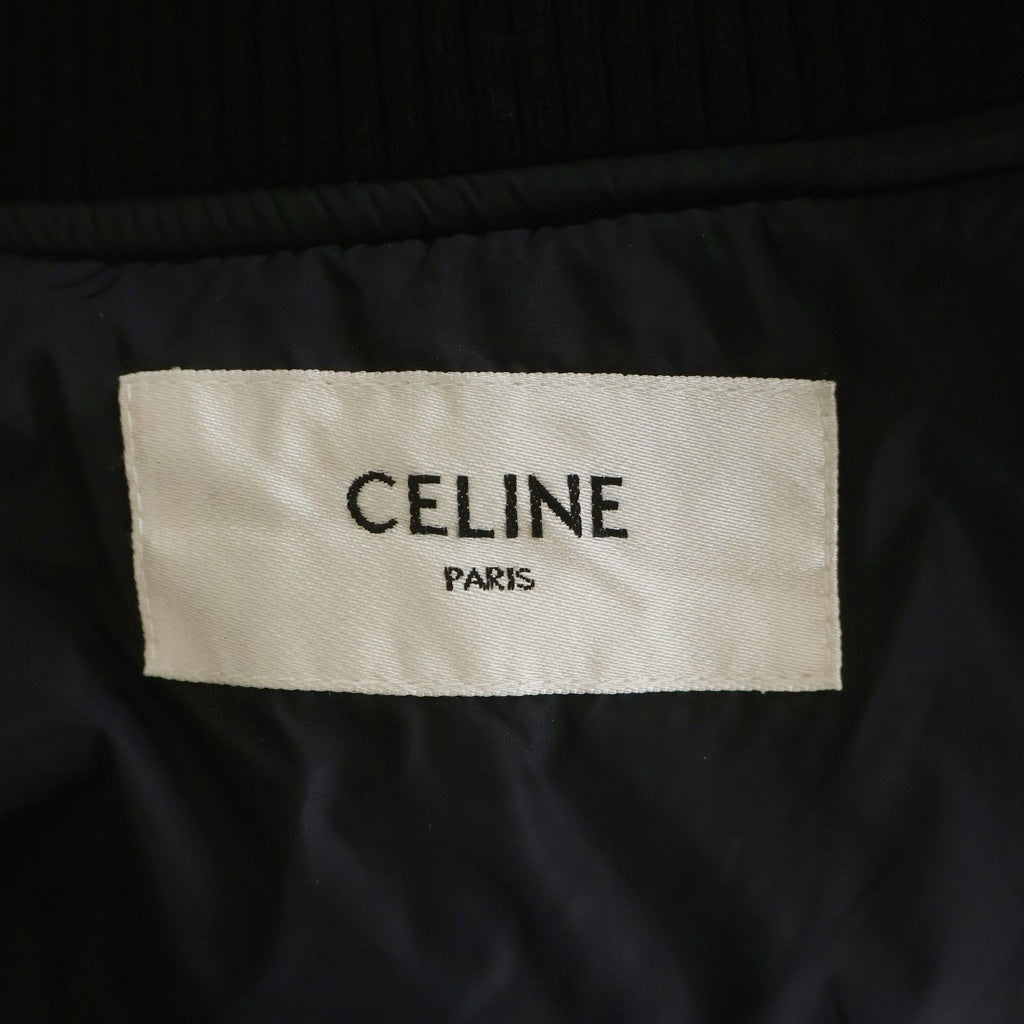CELINE(セリーヌ) TRIOMPHE TEDDY JACKET トリオンフ モチーフデザイン ジップアップ テディジャケット ブラック レディース RV0G20281.38NO