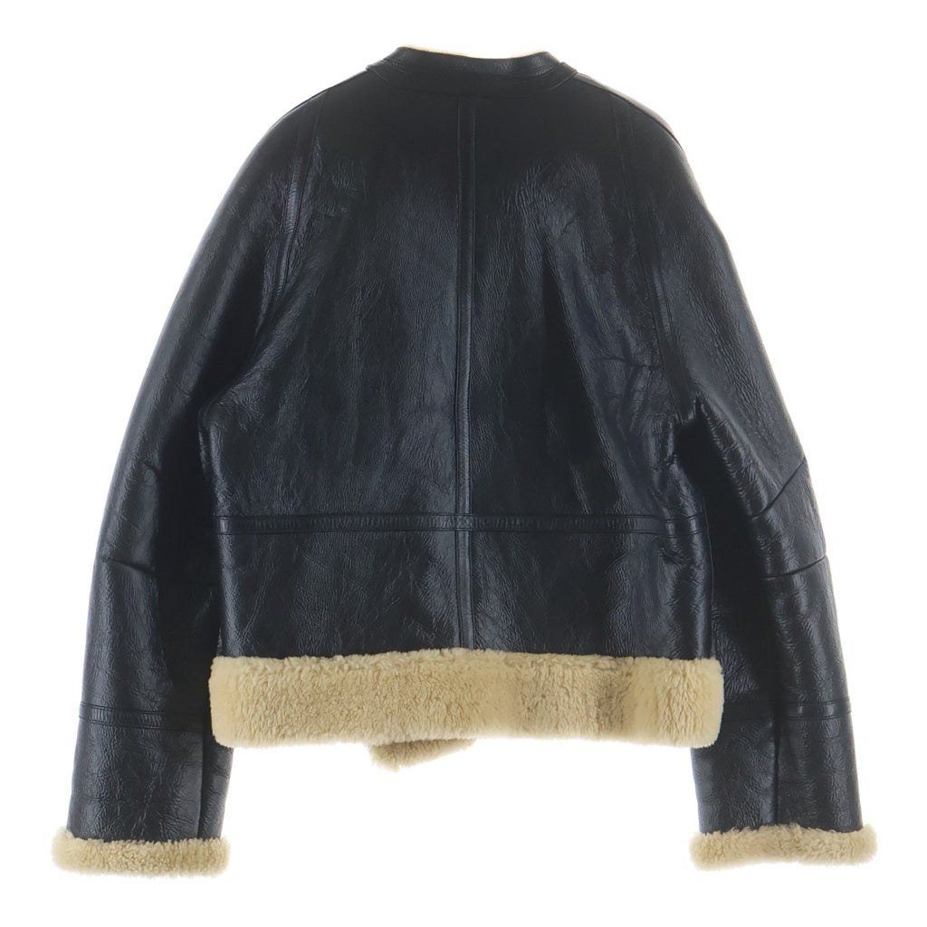 CELINE(セリーヌ) トリオンフ金ボタン ノーカラー ムートンジャケット ブラック レディース 2EC15720G