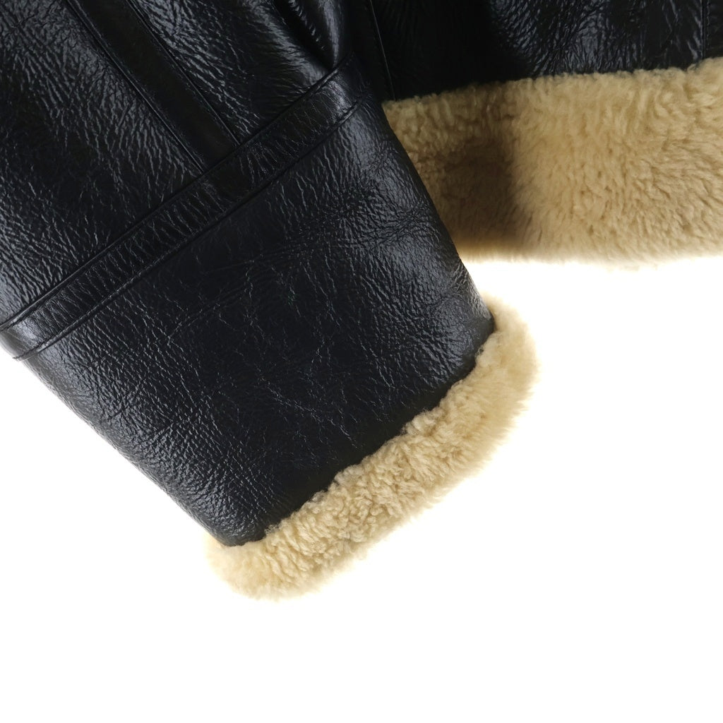 CELINE(セリーヌ) トリオンフ金ボタン ノーカラー ムートンジャケット ブラック レディース 2EC15720G