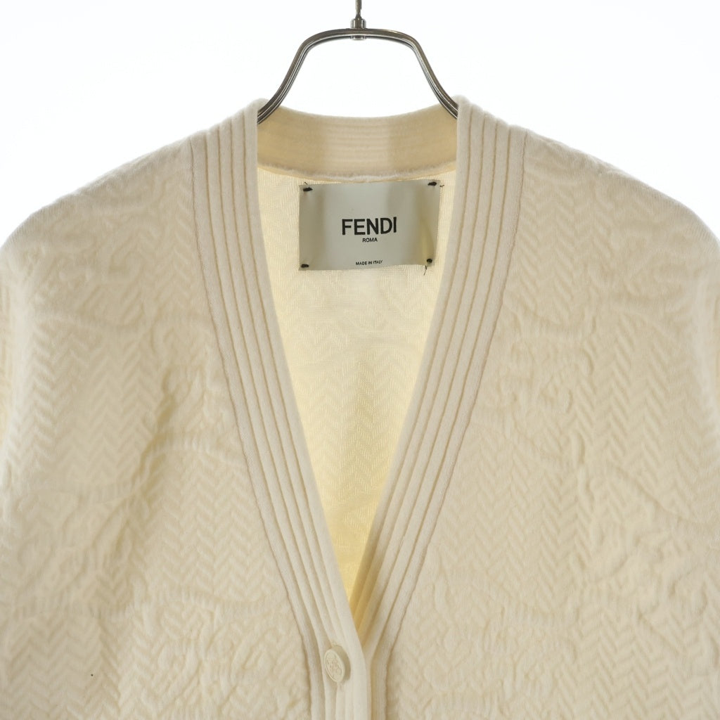 FENDI(フェンディ) 21AW FFカリグラフィロゴ ウールレーヨン ニットカーディガン アイボリー レディース FZC888 AHE9