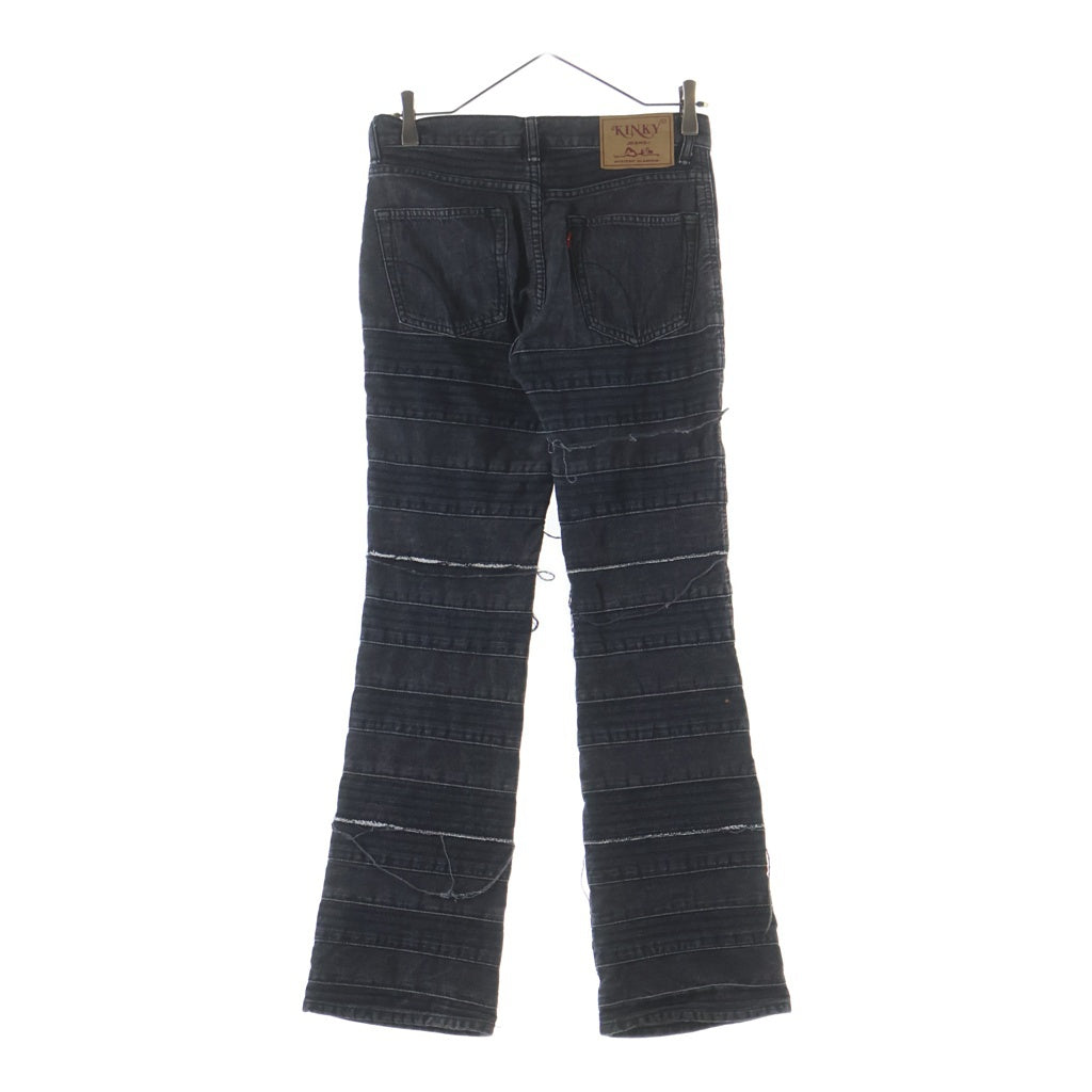 HYSTERIC GLAMOUR(ヒステリックグラマー) ツギハギ スクラッチ フレアデニムパンツ ブラック レディース 01193AP02