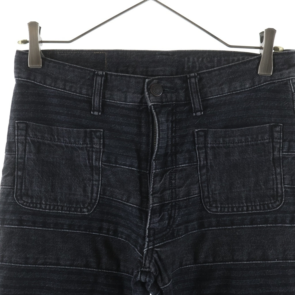 HYSTERIC GLAMOUR(ヒステリックグラマー) ツギハギ スクラッチ フレアデニムパンツ ブラック レディース 01193AP02
