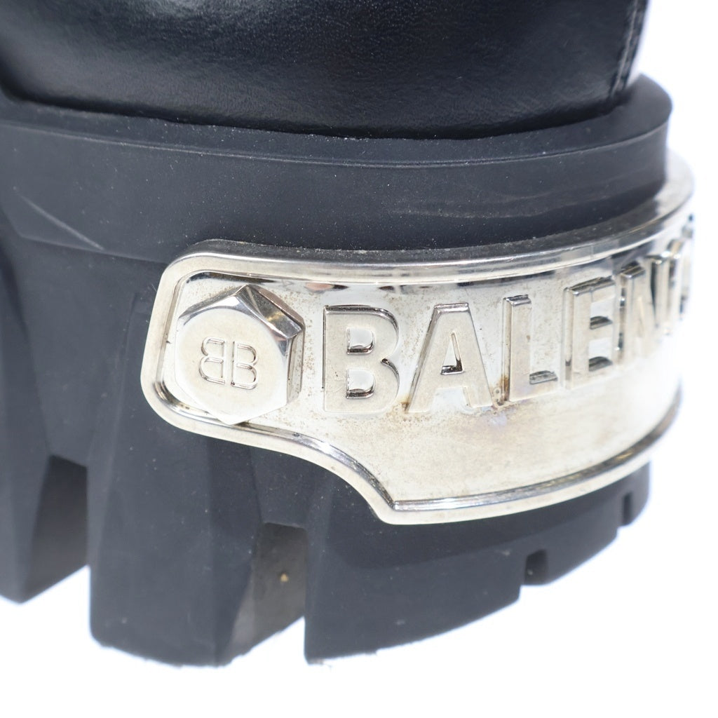 BALENCIAGA(バレンシアガ) Bulldozer ブルドーザー メタルロゴ サイドジップ レースアップブーツ レディース ブラック 671554