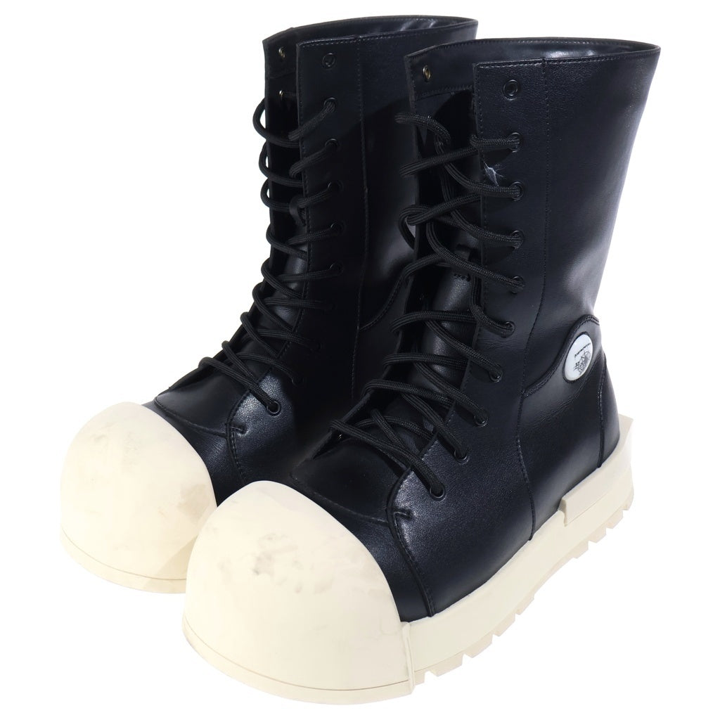 Free World Order FVVO(フリーワールドオーダー) ×ROCKSTA Ironclad Beetle PU Low Boots ロックスタ レースアップブーツ ブラック/ホワイト US9/27cm FWF0403336