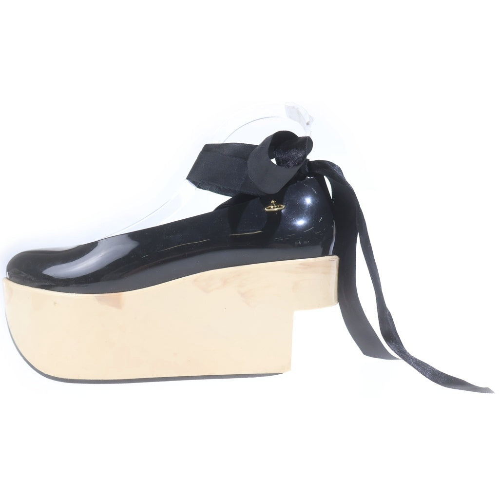 Vivienne Westwood(ヴィヴィアンウエストウッド) ×melissa Rocking Horse Ballerina メリッサ オーブゴールドモチーフ ロッキンホースバレリーナシューズ レディース ブラック US6/23cm 31776