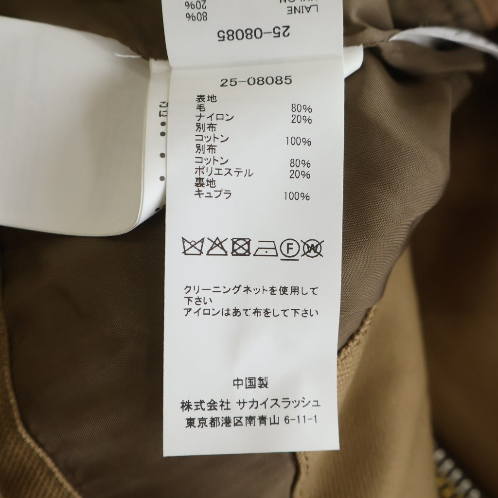 Sacai(サカイ) サカイ 25AW ×カーハートダブリューアイピー ダックウール 異素材ドッキング加工ジャケット ジップアップブルゾン 25-08085