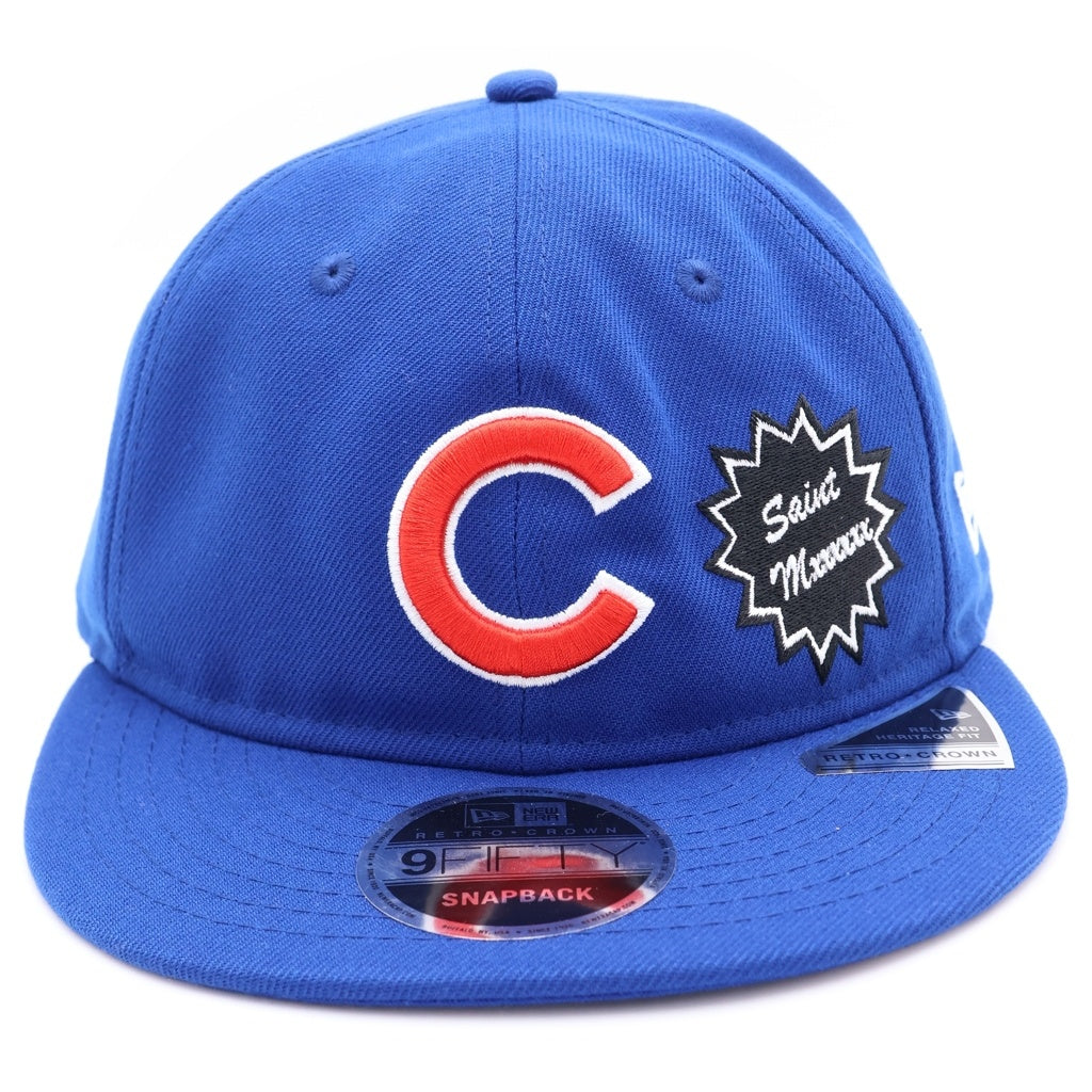 SAINT MICHAEL(セントマイケル) 25SS ×NEW ERA NE_CAP ニューエラ シカゴカブス コットンベースボールキャップ 帽子 ブルー SM-HR8-GIFT-C47