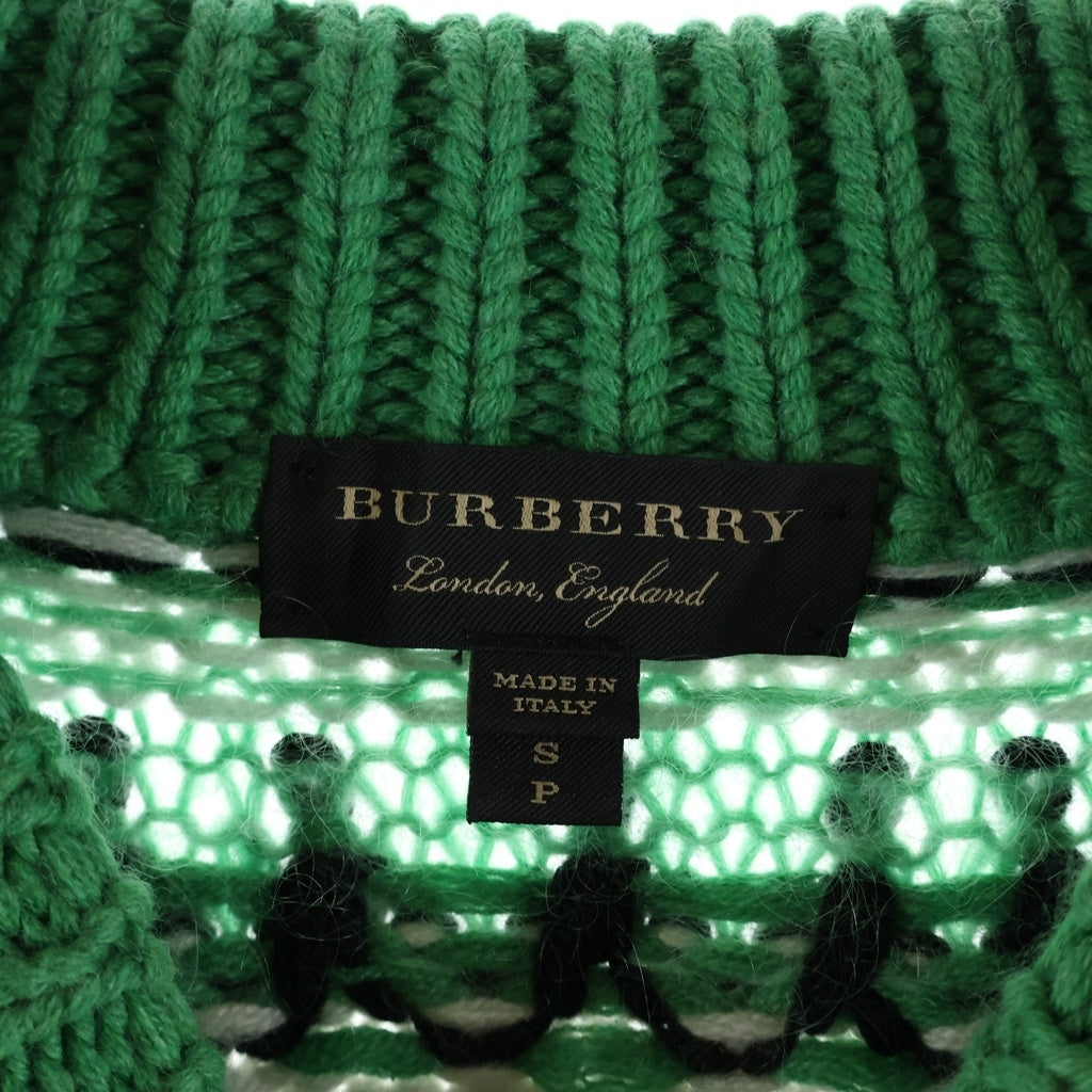 BURBERRY(バーバリー) マルチケーブル カシミヤ混 ウールニットセーター グリーンブルーブラック 4547509