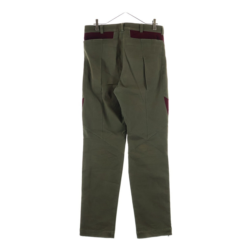 cmmawear(コマウェア) CALATHEA CURVED SEAM TROUSERS カラテア カーブド サイドジップ ジップフライパンツ カーキ