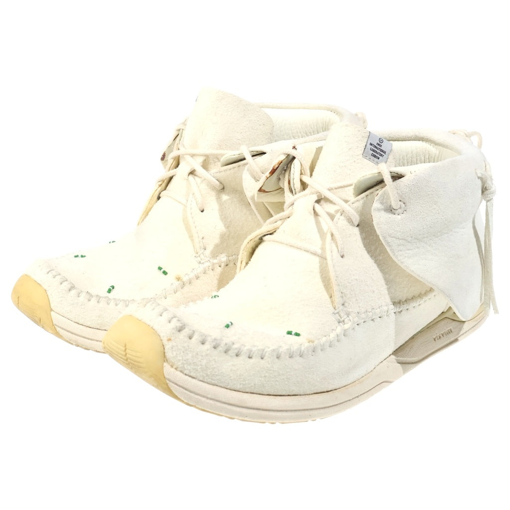 VISVIM(ヴィスヴィム) FBT LHAMO-FOLK スエードレザー モカシン シューズ ホワイト