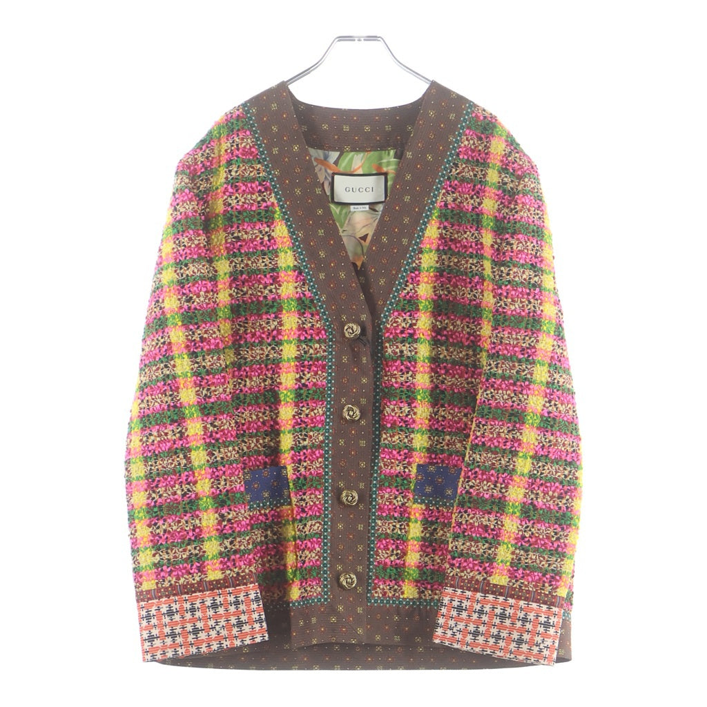 GUCCI(グッチ) チェック総柄 3B ツイードジャケット マルチカラー