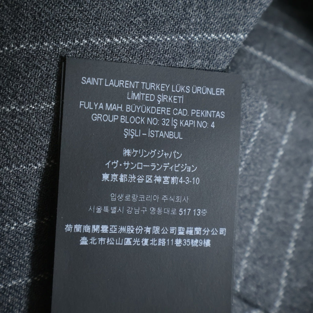 SAINT LAURENT PARIS(サンローランパリ) ストライプ柄 3B ダブルブレスト ウールテーラードジャケット グレー 786846 Y5H37