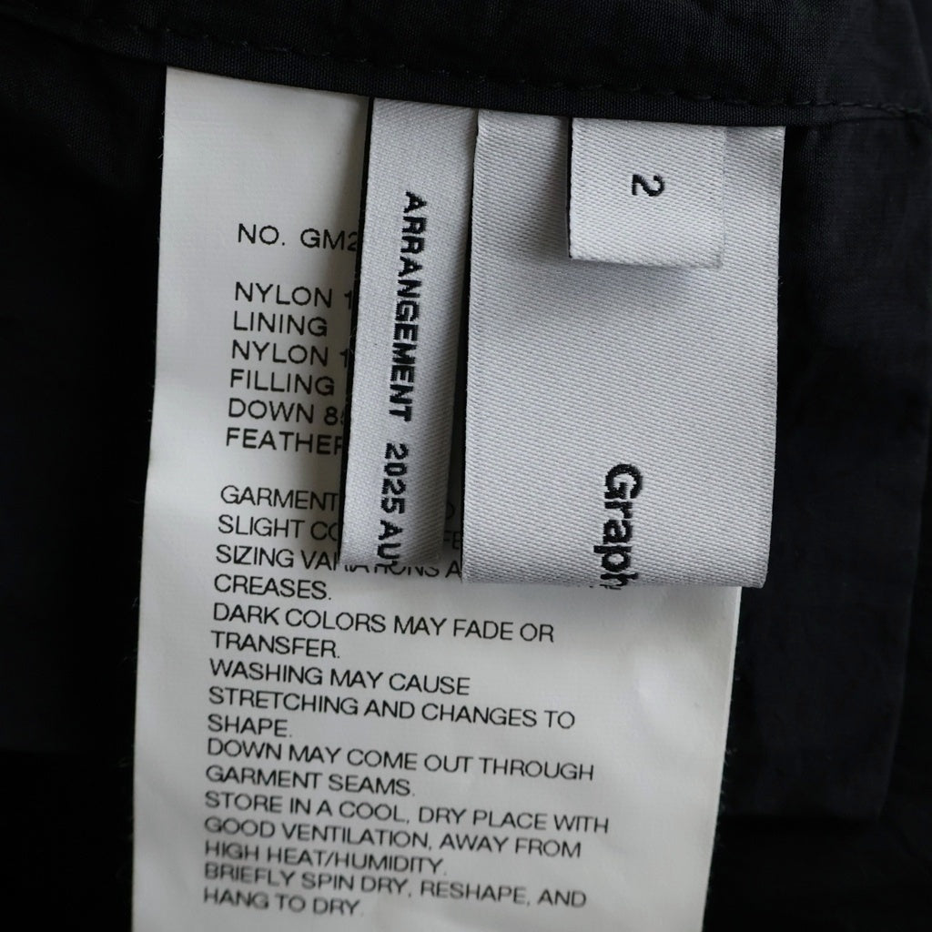 Graphpaper(グラフペーパー) 25AW Garment Dyed Down Jacket ガーメントダイ ジップアップダウンジャケット ブラック GM253-30574