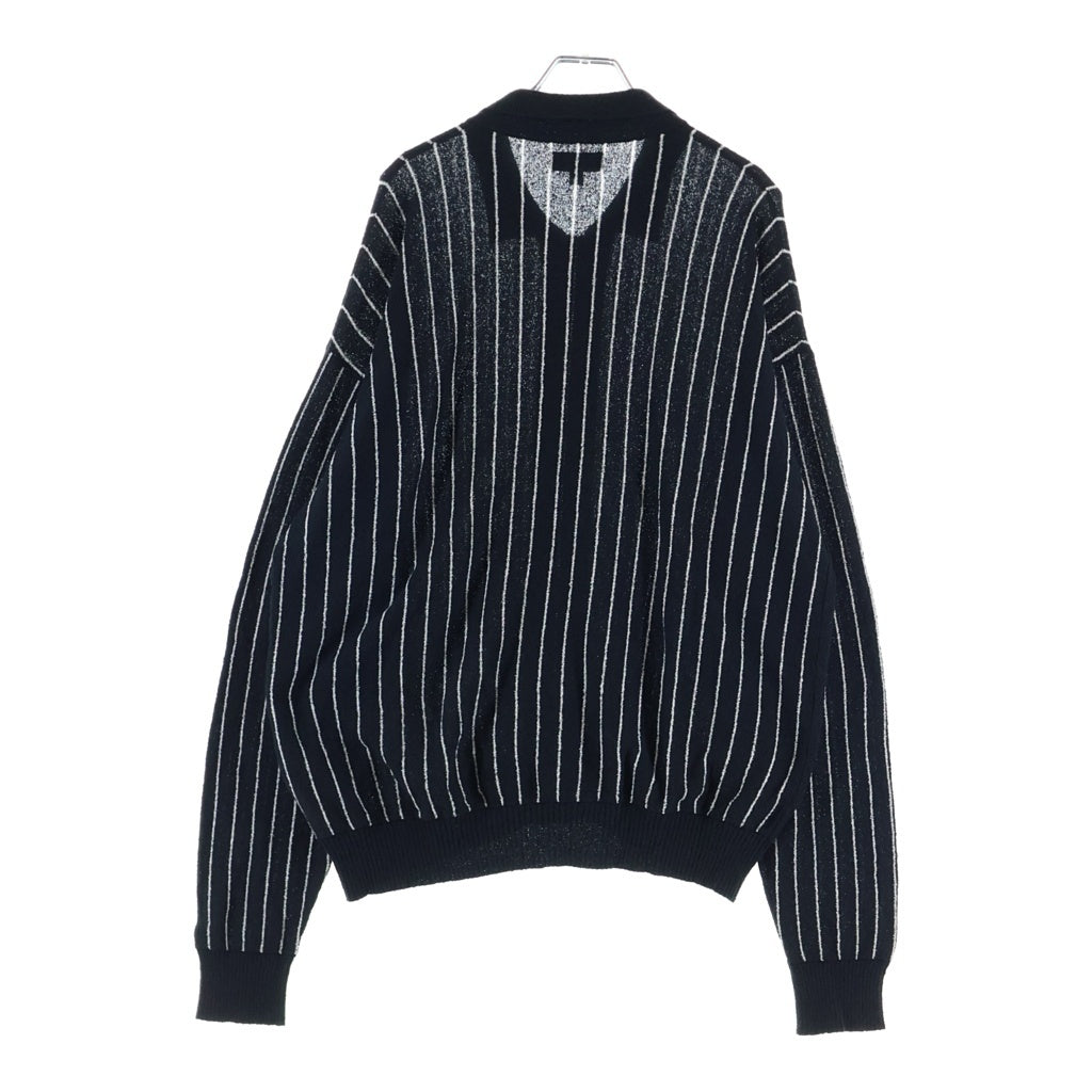 STUSSY(ステューシー) LIGHT WEIGHT LS ZIP POLO ライトウエイト ストライプ ジップアップ 長袖ポロシャツ ブラック 117189