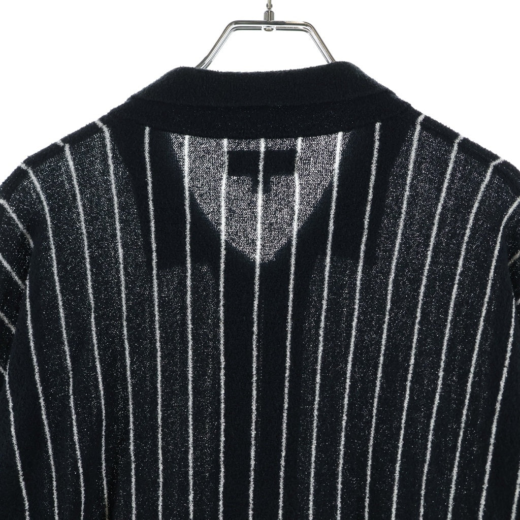 STUSSY(ステューシー) LIGHT WEIGHT LS ZIP POLO ライトウエイト ストライプ ジップアップ 長袖ポロシャツ ブラック 117189