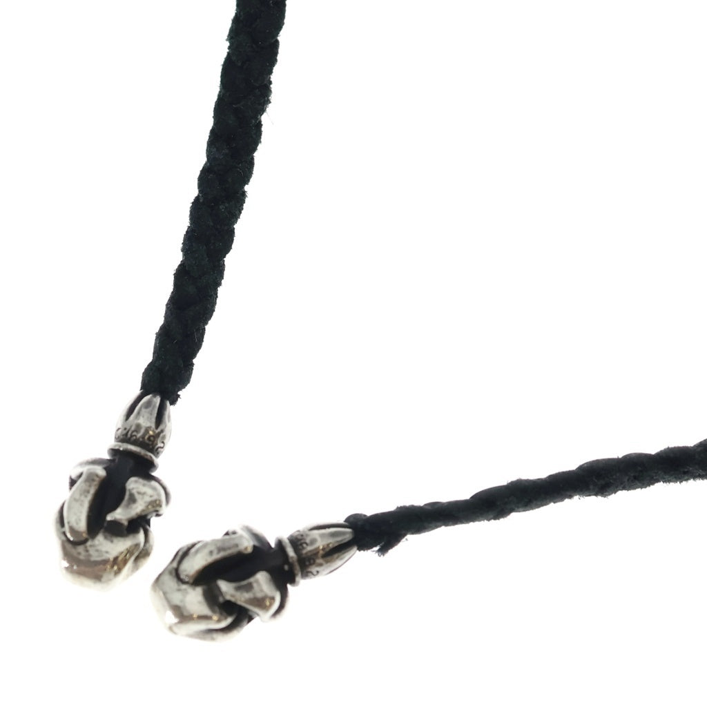 CHROME HEARTS(クロムハーツ) LEATHER BRAID リップアンドタン レザーブレード ネックレス ブラック/シルバー