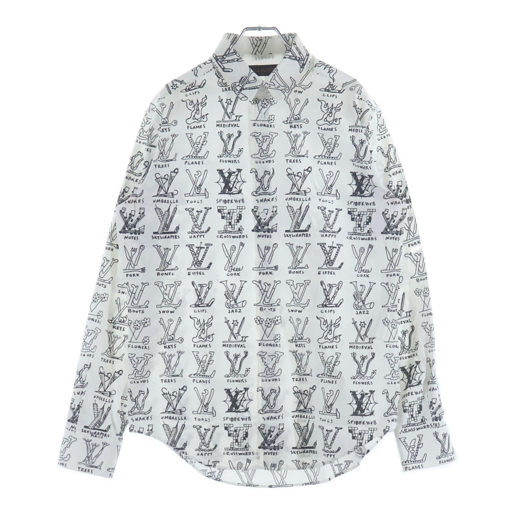 LOUIS VUITTON(ルイヴィトン) 21SS LVロゴプレイズ グラフィック コットン レギュラーカラー 長袖シャツ ホワイト RM211M ZIU HKS17AW