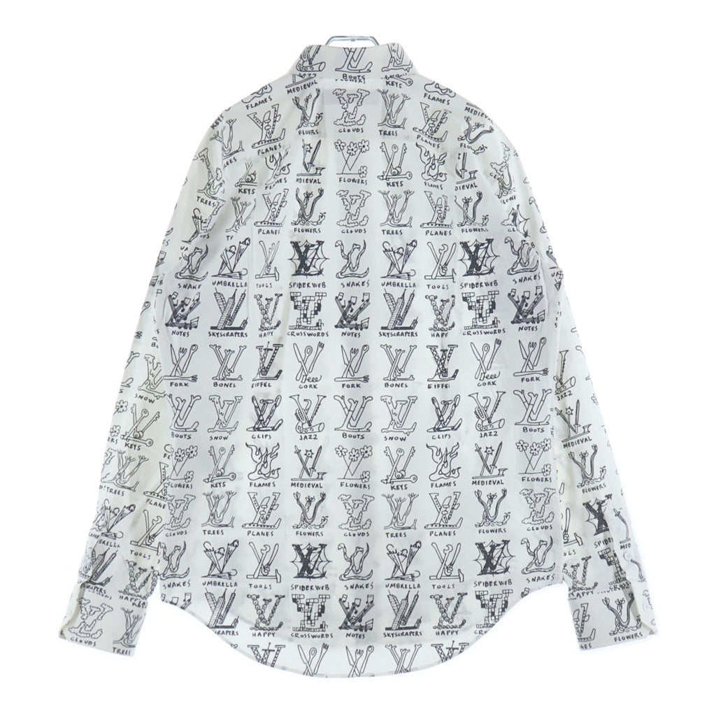 LOUIS VUITTON(ルイヴィトン) 21SS LVロゴプレイズ グラフィック コットン レギュラーカラー 長袖シャツ ホワイト RM211M ZIU HKS17AW