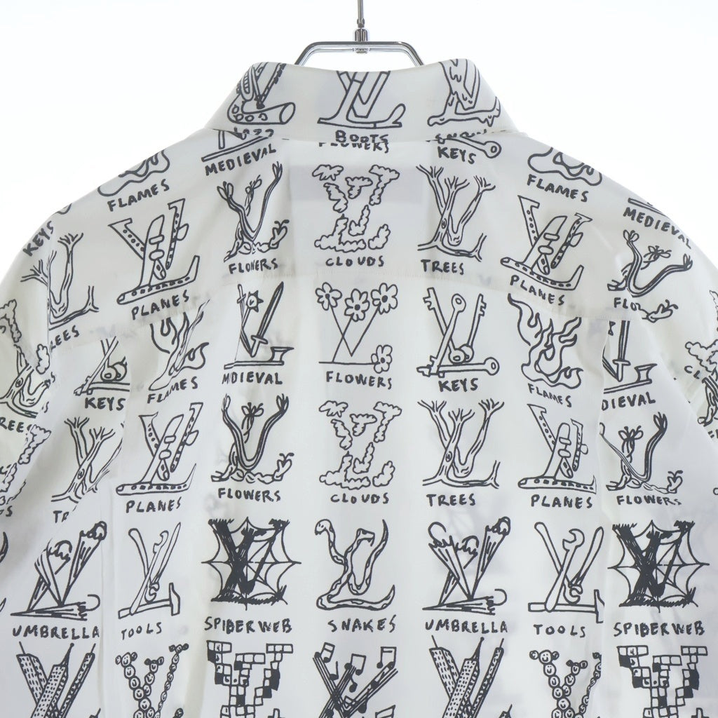 LOUIS VUITTON(ルイヴィトン) 21SS LVロゴプレイズ グラフィック コットン レギュラーカラー 長袖シャツ ホワイト RM211M ZIU HKS17AW