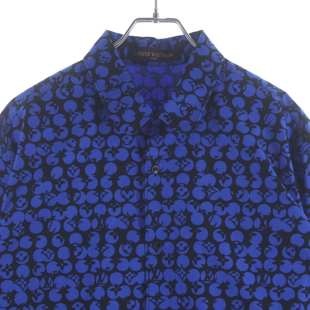 LOUIS VUITTON(ルイヴィトン) 19AW パーフォレーテッド モノグラムパターン DNA レギュラーカラー 長袖シャツ ブルー RM192M ORS HHS20W