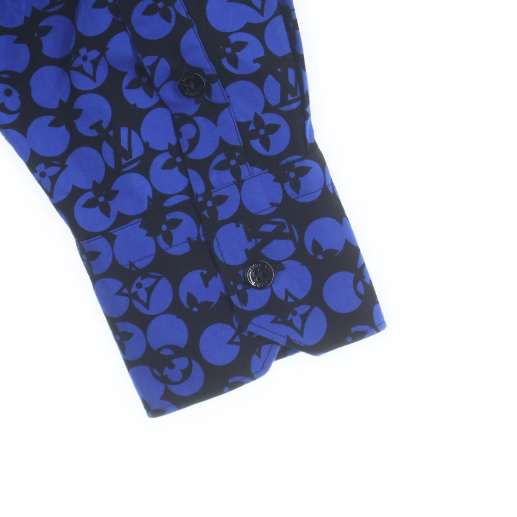 LOUIS VUITTON(ルイヴィトン) 19AW パーフォレーテッド モノグラムパターン DNA レギュラーカラー 長袖シャツ ブルー RM192M ORS HHS20W