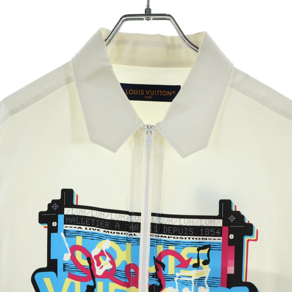 LOUIS VUITTON(ルイヴィトン) 23SS アニメーションテクニカル プリントデザイン ジップアップ シャツジャケット ホワイト RM231M RM9 HOS03W