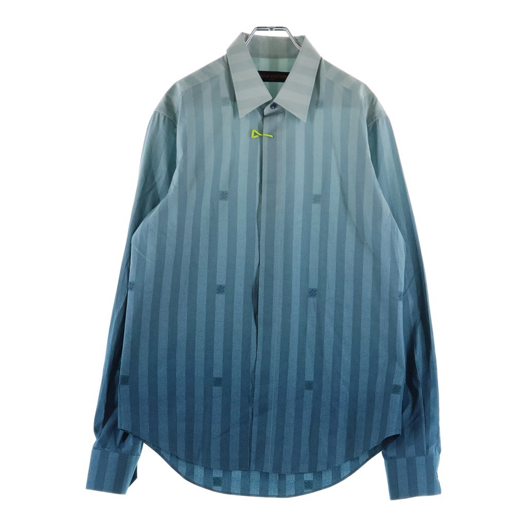 LOUIS VUITTON(ルイヴィトン) 22AW ダミエ ストライプ グラデーション コットン レギュラーカラー 長袖シャツ ブルー RM222V MW6 HNS02W