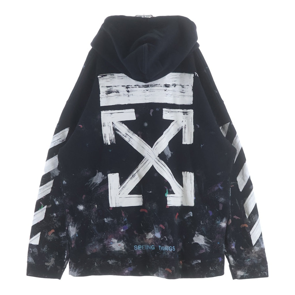 OFF-WHITE(オフホワイト) 17AW DIAG GALAXY OVER HOODIE ダイアグギャラクシーオーバー コットン総柄 ロゴプリントプルオーバーフーディー パーカー ブラック OMBB009F17619030