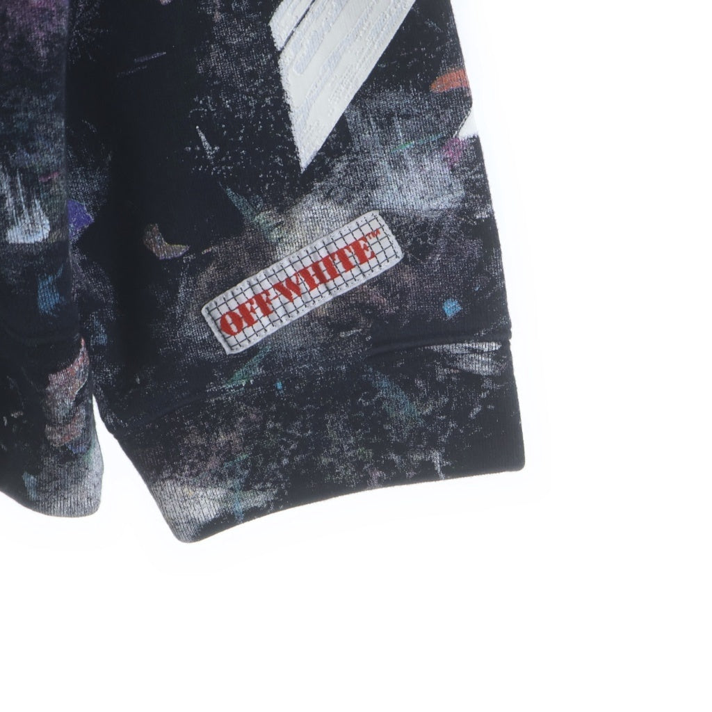 OFF-WHITE(オフホワイト) 17AW DIAG GALAXY OVER HOODIE ダイアグギャラクシーオーバー コットン総柄 ロゴプリントプルオーバーフーディー パーカー ブラック OMBB009F17619030