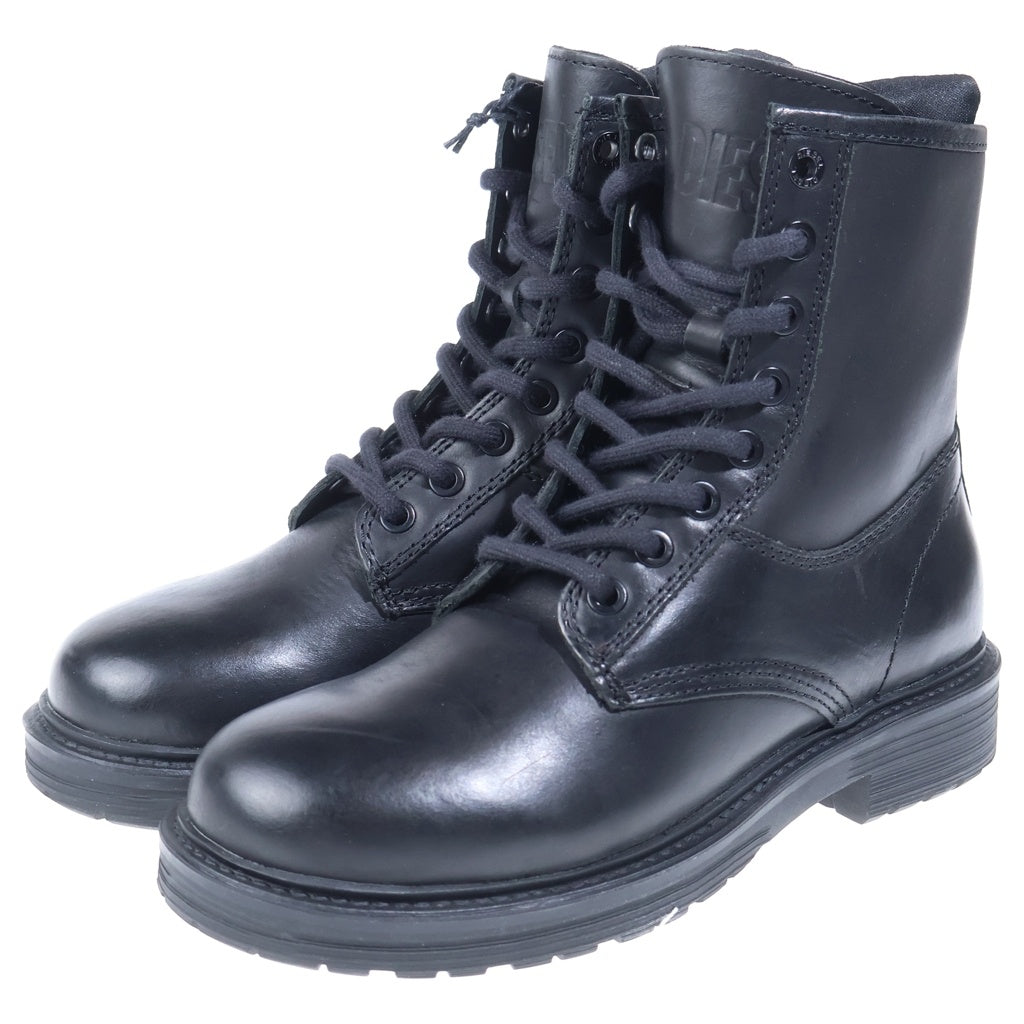 DIESEL(ディーゼル) D-ALABHAMA レザー レースアップ ワーキングブーツ ブラック レディース Y02732