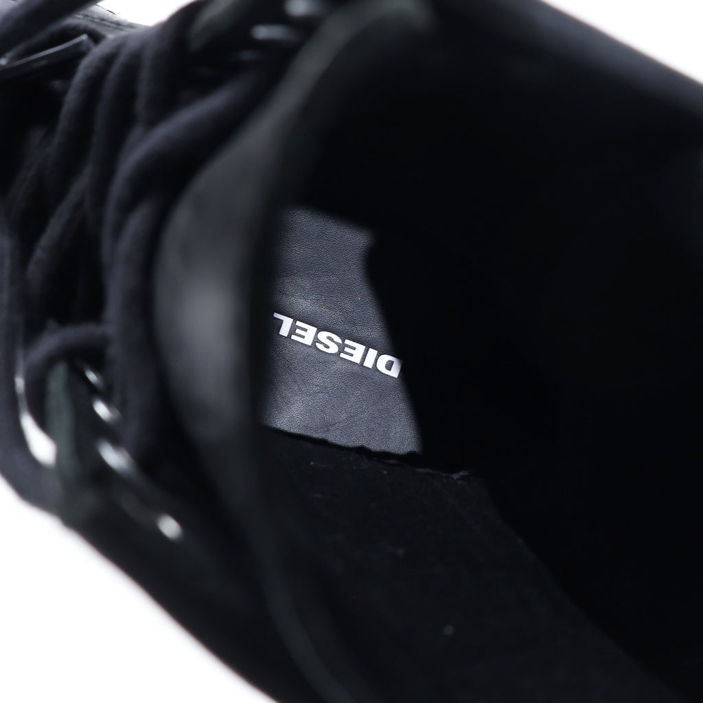 DIESEL(ディーゼル) D-ALABHAMA レザー レースアップ ワーキングブーツ ブラック レディース Y02732