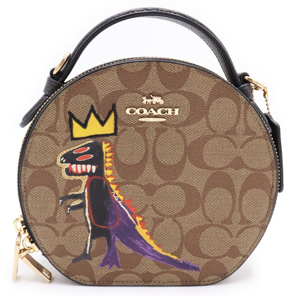 COACH(コーチ) ×JEAN MICHEL BASQUIAT CANTEEN バスキア キャンティーン シグネチャー総柄 キャンバス 2WAY ショルダー ハンドバッグ ベージュ F2181-C5656 レディース