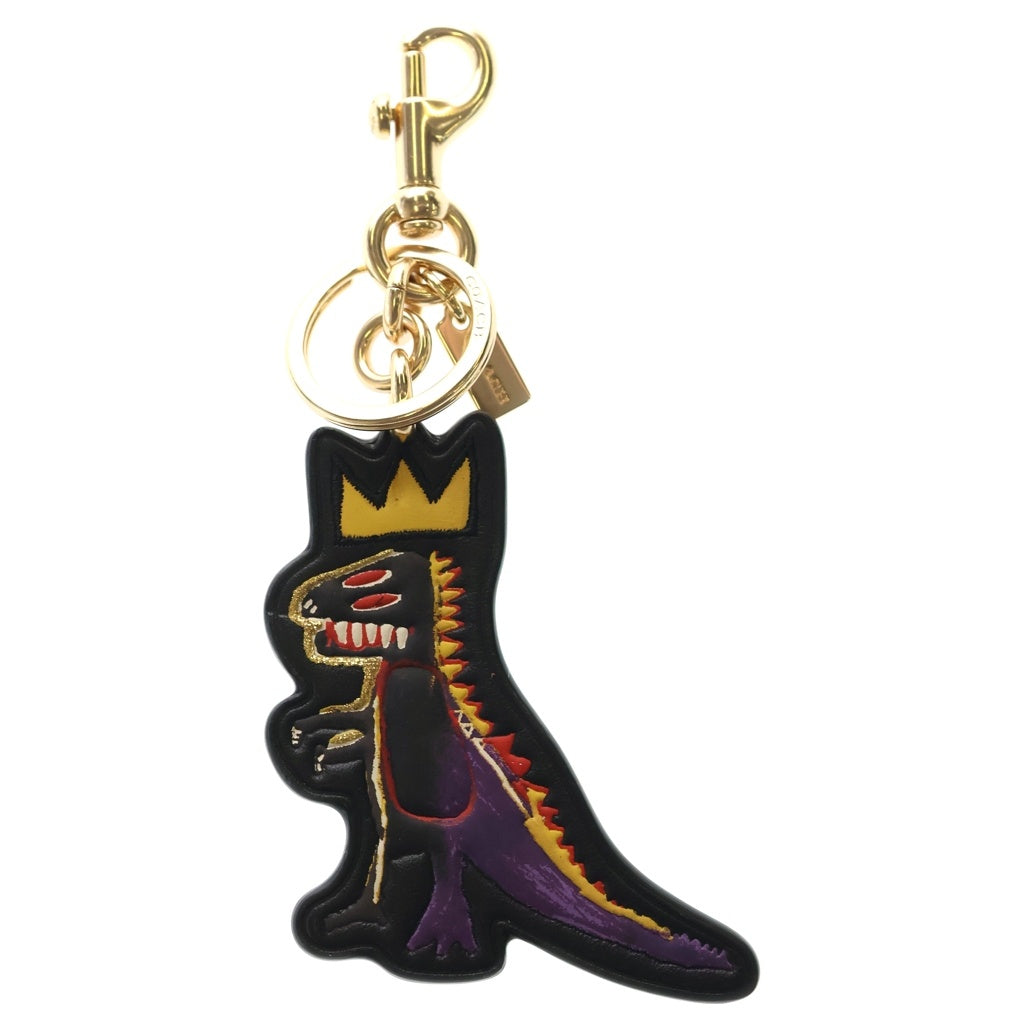 COACH(コーチ) ×JEAN MICHEL BASQUIAT REXY BAG CHARM バスキア 恐竜 バッグチャーム キーホルダー ブラック/ベージュ C5704 レディース