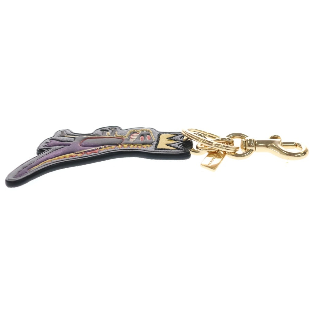 COACH(コーチ) ×JEAN MICHEL BASQUIAT REXY BAG CHARM バスキア 恐竜 バッグチャーム キーホルダー ブラック/ベージュ C5704 レディース