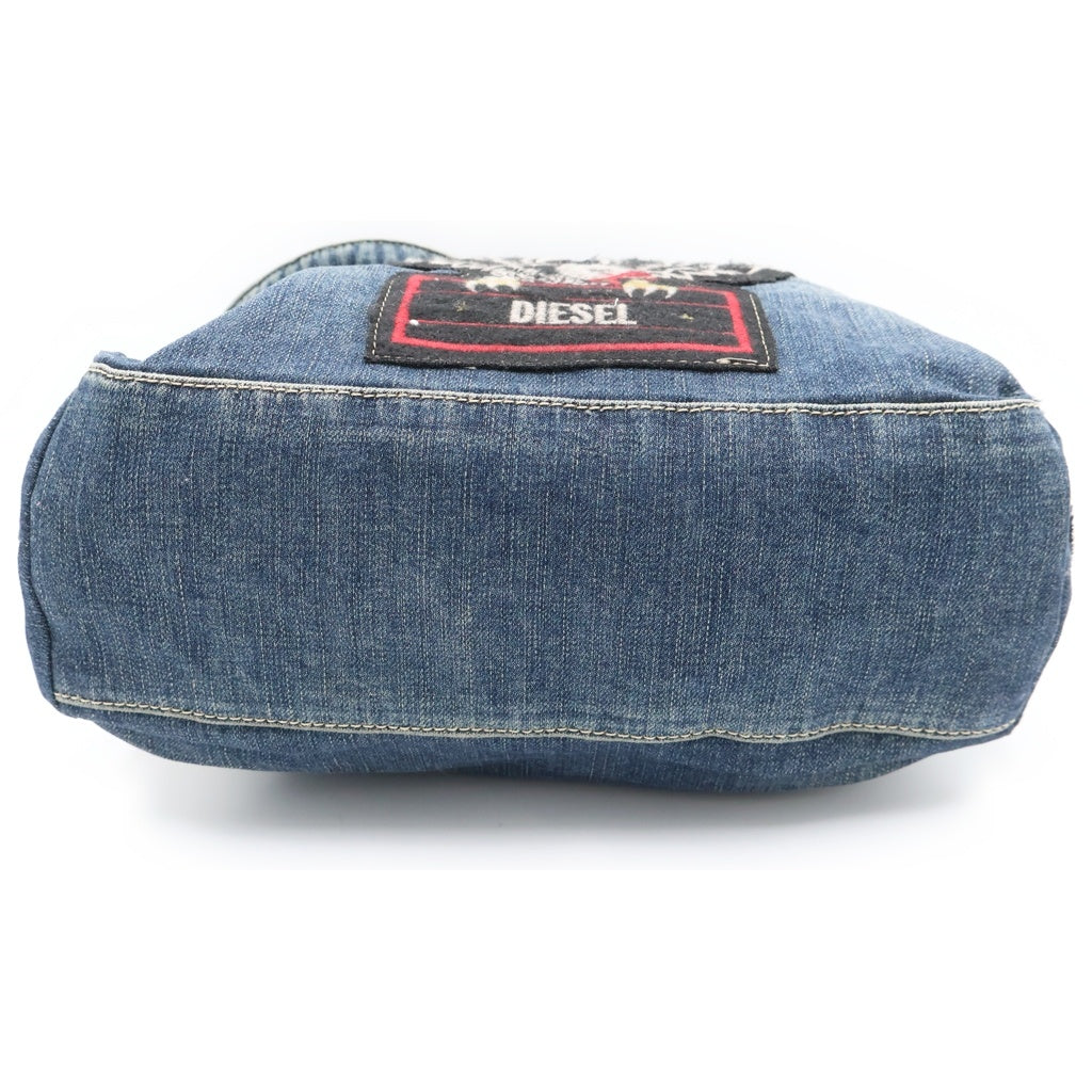 DIESEL(ディーゼル) REBOOT DENIM BAG マルチワッペン ポーチ付き デニムトートバッグ インディゴ X02654