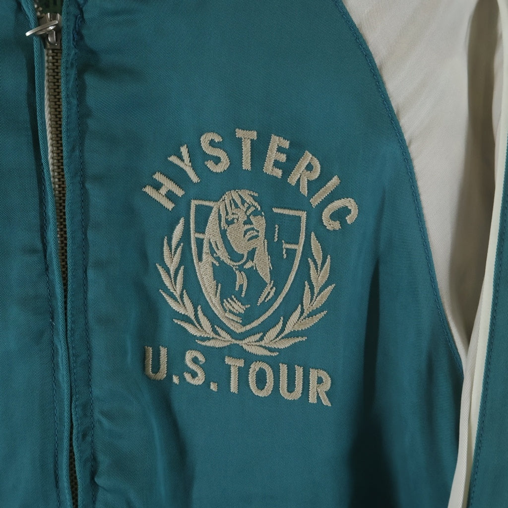HYSTERIC GLAMOUR(ヒステリックグラマー) TOUR 84 ツアー84 バックロゴ刺繍 裏地総柄 リバーシブルスカジャン レーヨンブルゾン ブルー 0141AB01