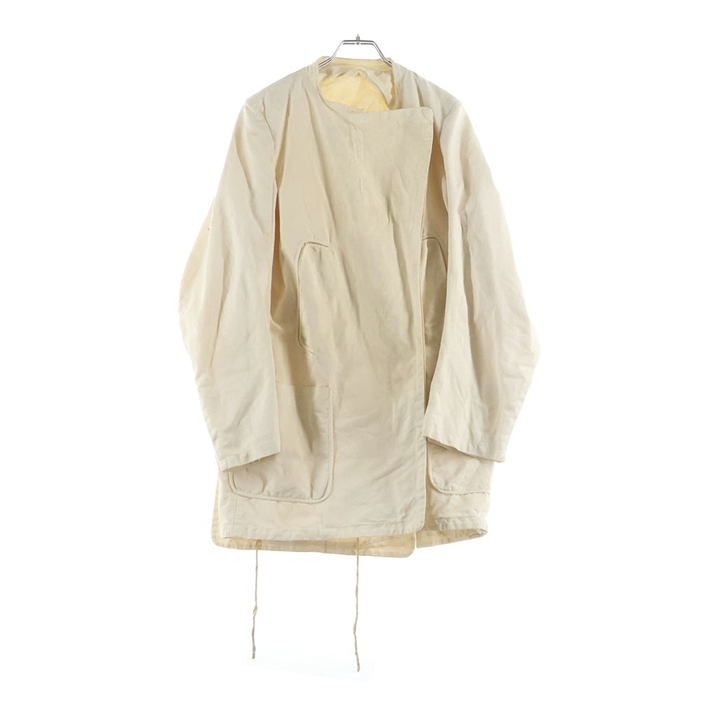 Maison Margiela(メゾンマルジェラ) 04AW 本人期 白タグ サイドベンツ ノーカラー コットン ダブルトレンチコート アイボリー
