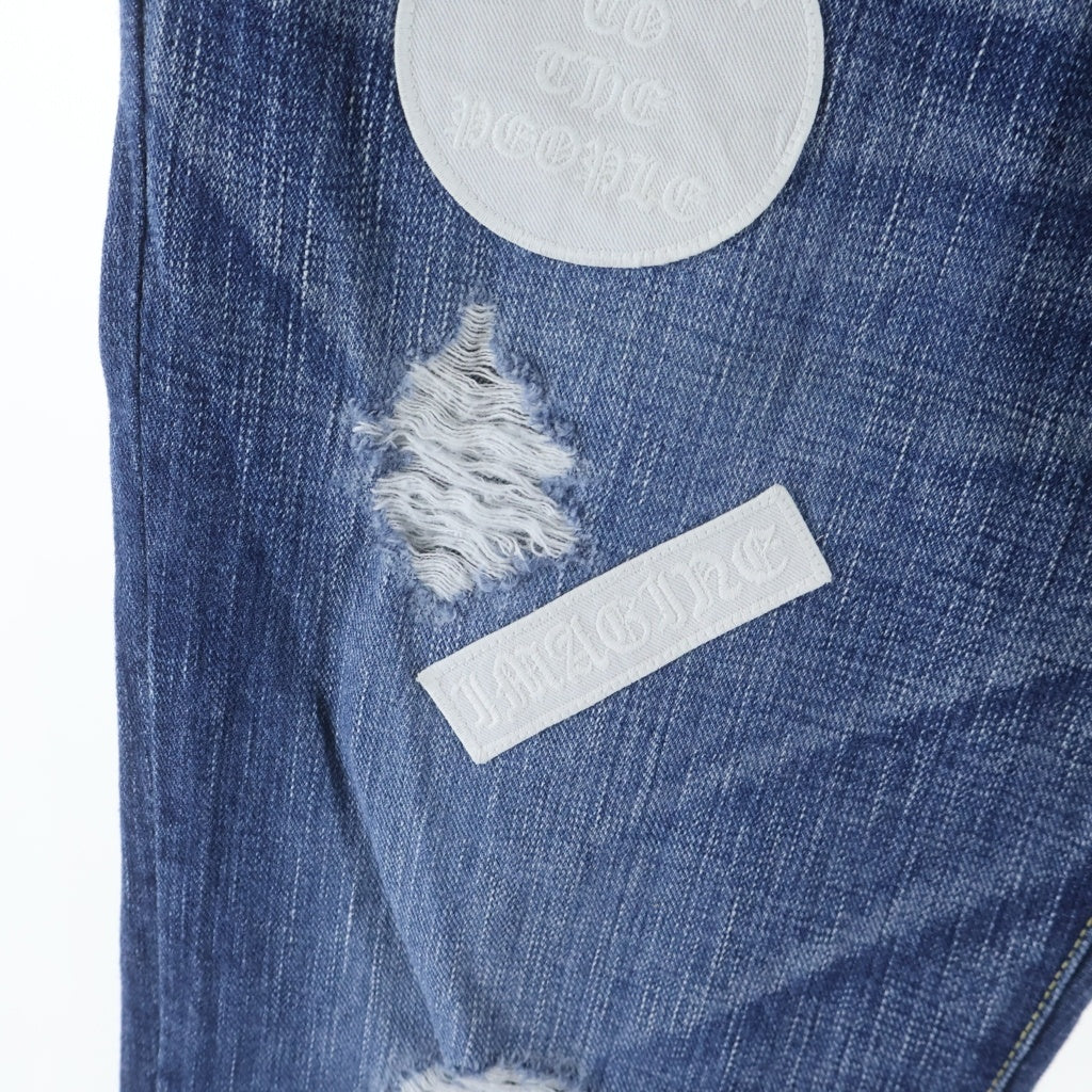 NUMBER (N)INE(ナンバーナイン) 04AW ARCHIVE GIVE PEACE A CHANCE ギブ期 アーカイブ パッチワークデザイン ダメージ加工 マルチポケット ジップアップ ワイドストレート デニムパンツ