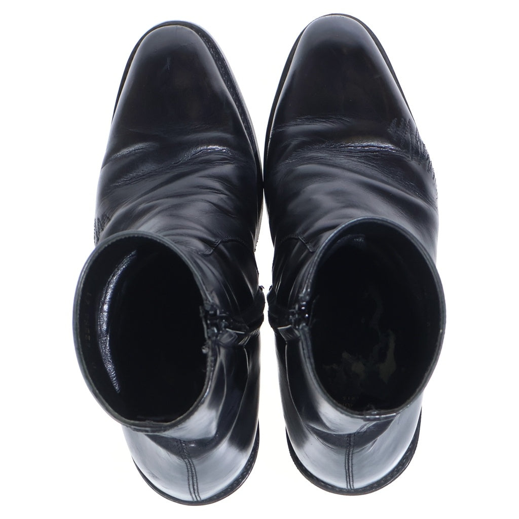 SAINT LAURENT PARIS(サンローランパリ) WYATT 60 ZIP BOOTS クラシック ワイアット60 サイドジップ レザーヒールブーツ ブラック 442258 AQS00 1000